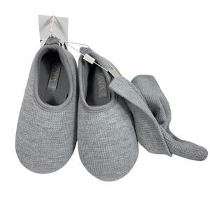 ZARA Kids/Baby Grey Waffle Knit Slippers with Grip Soles Size 28/29 NWT